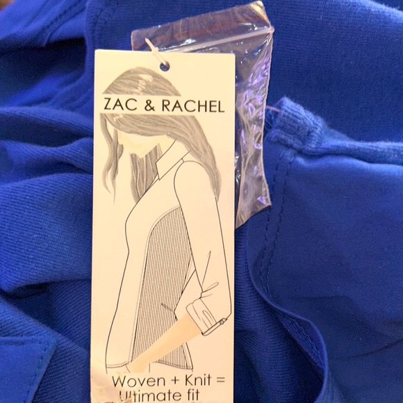 NWT Zac & Rachel COBALT BLUE Sleeveless Collared Button Up Blouse w/Ruching XL - Picture 5 of 5